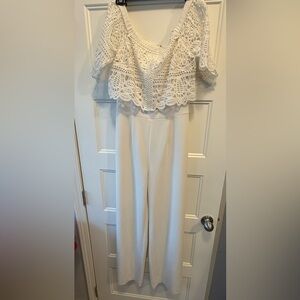 ANTONIO MELANI Cream Wide Leg Jumpsuit